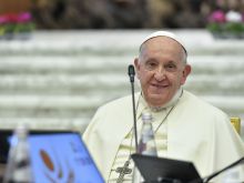 Pope Francis at the Synod on Synodality on Oct. 6, 2023.