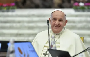 Pope Francis at the Synod on Synodality on Oct. 6, 2023. Credit: Vatican Media