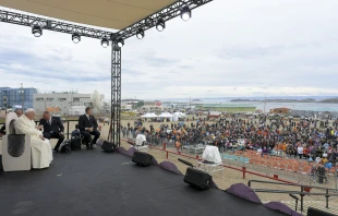 Pope Francis address indigenous young people and elders in Iqaluit, Canada, on July 29, 2022, on the final day of his weeklong trip to Canada. Vatican Media