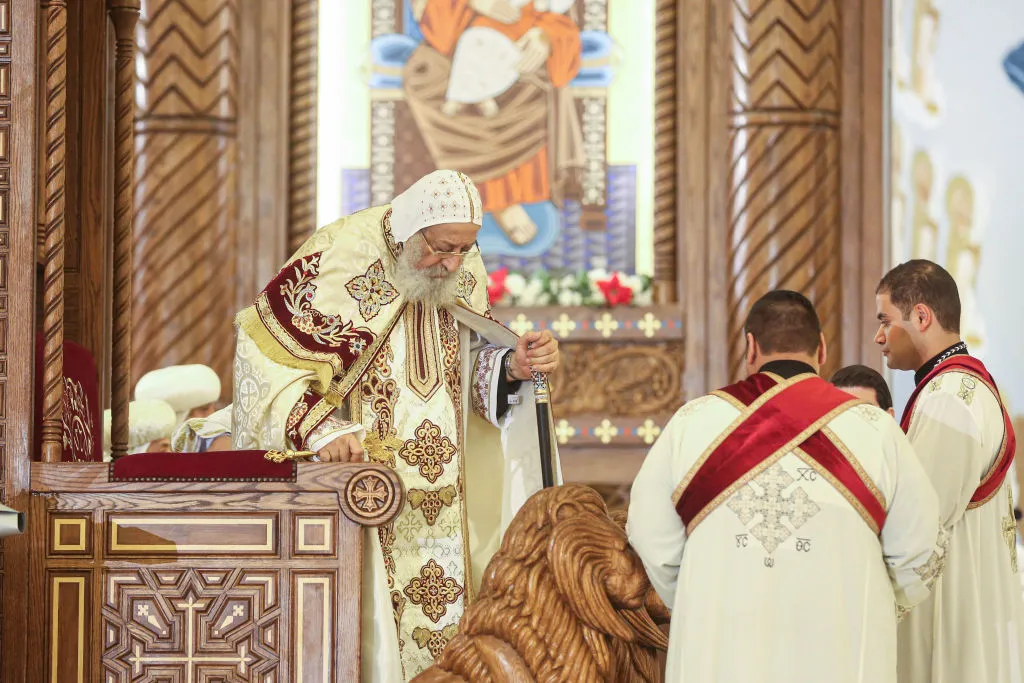 Coptic Orthodox Pope Tawadros II holds the Christmas Eve Mass at the Nativity of Christ Cathedral in Egypt's administrative capital, on Jan. 6, 2023, in Cairo, Egypt.?w=200&h=150