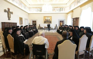 Pope Francis met with the synod of bishops of the Melkite Greek Catholic Church on June 20, 2022. Vatican Media