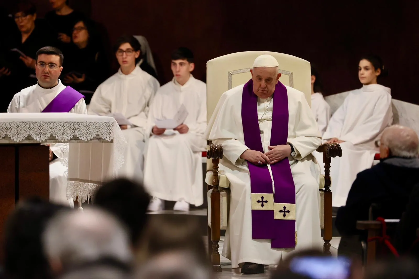 Pope Francis presides over a penitential service at St. Pius V Parish in Rome on March 8, 2024.?w=200&h=150