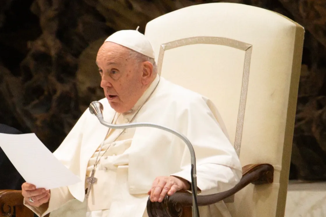 Pope Francis speaks at his Wednesday audience in Paul VI Hall on Nov. 29, 2023.?w=200&h=150
