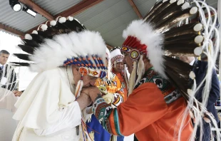 Pope Francis speaks at his Wednesday audience in Paul VI Hall on Nov. 29, 2023. Credit: Elizabeth Alva/EWTN