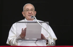 Pope Francis delivers a message to pilgrims gathered in St. Peter’s Square for his Sunday Angelus on June 23, 2024, at the Vatican. Credit: Vatican Media
