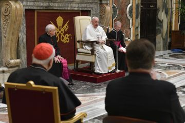 Pope Francis addresses members of the Apostolic Penitentiary on March 8, 2024