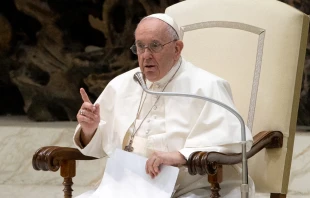 Pope Francis speaks during his general audience in Paul VI Hall on Aug. 3, 2022. Daniel Ibanez/CNA