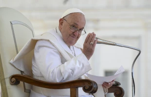 Pope Francis addresses pilgrims gathered in St. Peter’s Square for his general audience on Wednesday, June 12, 2024. Credit: Vatican Media