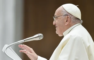 Pope Francis addresses the faithful at his Wednesday general audience on March 27, 2024. Credit: Vatican Media