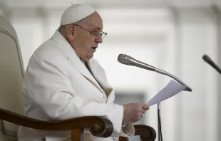 Pope Francis addresses pilgrims gathered in St. Peter’s Square for his Wednesday general audience on March 13, 2024. Credit: Vatican Media