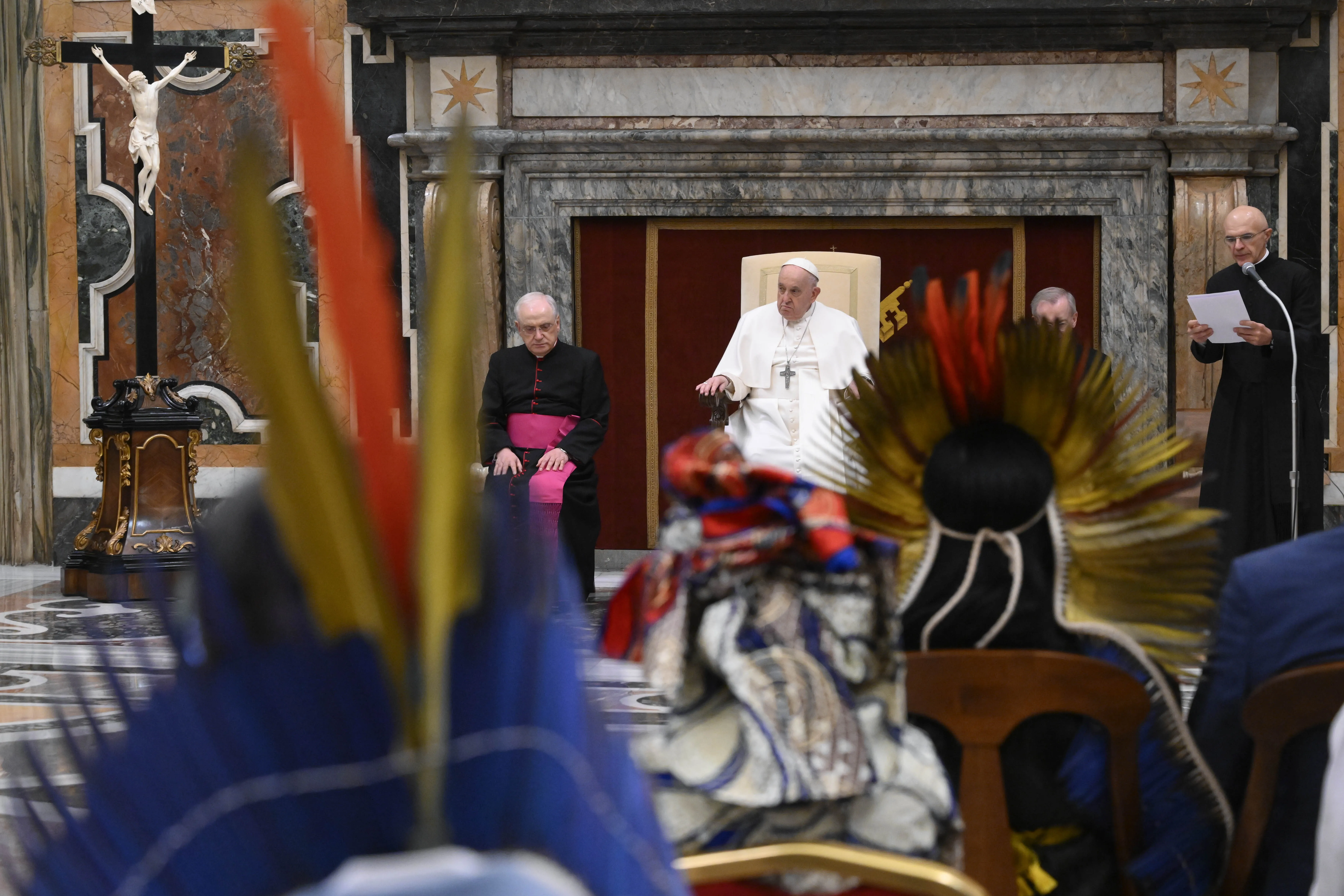 Pope Francis meets with participants of the conference “Indigenous Peoples’ Knowledge and the Sciences,” sponsored by the Pontifical Academies of Sciences and Social Sciences, held at the Vatican from March 14–15, 2024.?w=200&h=150
