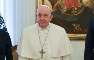 Pope Francis pictured on Nov. 27, 2023. The pope felt well enough to keep his scheduled appointment with the president of Paraguay on Monday morning as he recovers from the flu. Vatican Media