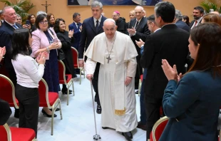 Pope Francis meets participants in the Ethics of Healthcare Management seminar on Nov. 30, 2023. Credit: Vatican Media