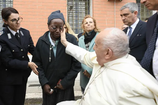 Pope Francis meets with the inmates and staff of the penitentiary Rebibbia Women’s Prison in Rome on Holy Thursday, March 28, 2024. Credit: Vatican Media