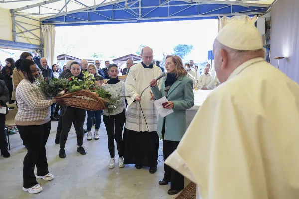 Pope Francis meets with the inmates and staff of the penitentiary Rebibbia Women’s Prison in Rome on Holy Thursday, March 28, 2024. Credit: Vatican Media