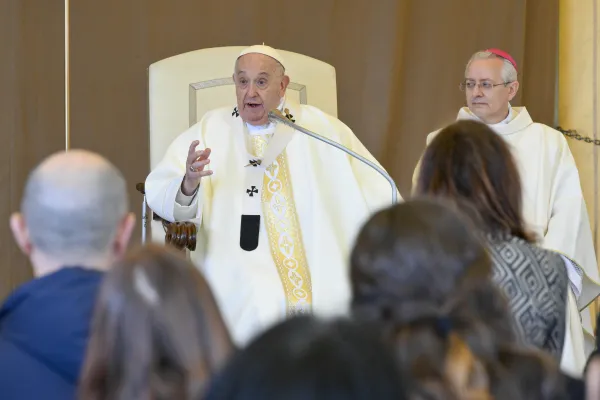 Papa Franjo govori tijekom mise u ženskom zatvoru Rebibbia u Rimu na Veliki četvrtak, 28. ožujka 2024. Autor: Vatikanski mediji