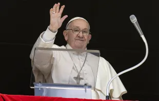 Pope Francis waves to pilgrims gathered in St. Peter’s Square on April 21, 2024, at the Vatican. Credit: Vatican Media