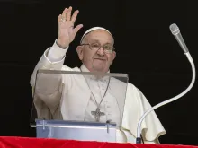 Pope Francis waves to pilgrims gathered in St. Peter’s Square on April 21, 2024, at the Vatican.