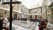 Pope Francis addresses members of the Pontifical Academy of Social Sciences on April 11, 2024, at the Vatican.
