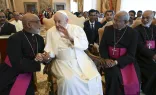 Pope Francis meets with members of the Syro-Malabar Church on May 13, 2024, at the Vatican.