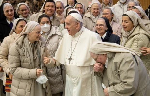Pope Francis meets religious sisters at a general audience on Jan. 19, 2022. Vatican Media