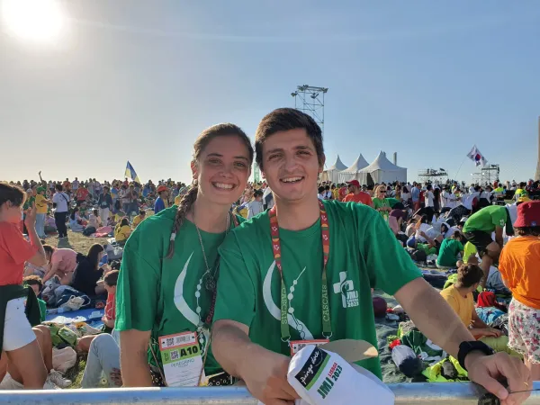 Portuguese married couple, Leanor and Luis Graca, both 23, attended World Youth Day in Lisbon right after their honeymoon in Italy. Hannah Brockhaus/CNA