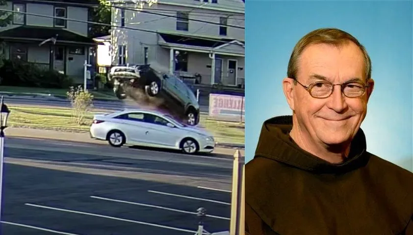 Father John Bok, OFM, escaped a major collision on Oct. 2, 2022, when an SUV went airborne and flew over his car.?w=200&h=150