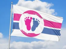 The pro-life flag from the Pro-Life Flag Project (www.prolifeflag.com).