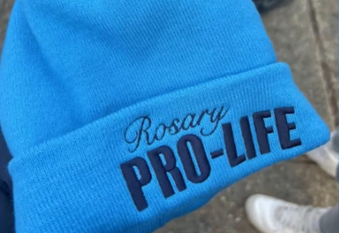 Twelve students from Our Lady of the Rosary School in Greenville, South Carolina, and their chaperones wore blue pro-life stocking caps that said “Rosary Pro-Life” to the Smithsonian Air and Space Museum after they attended the March for Life in Washington, D.C., on Jan. 20, 2023.?w=200&h=150