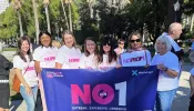 Participants in a demonstration against Proposition 1 outside the California capitol in Sacramento, Oct. 6, 2022.