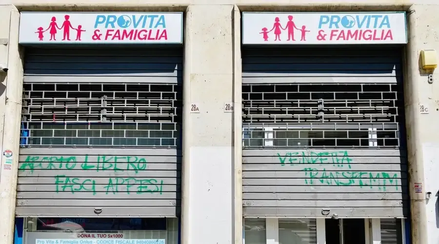 Pro Vita & Famiglia (Pro Life & Family) headquarters in Rome was vandalized June 10, 2023.?w=200&h=150
