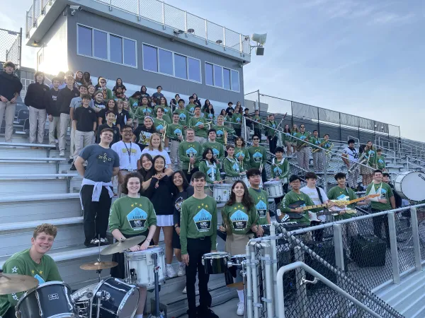 The PVI Pep Band with Options students performing at the FOX 5 DC Show US Your Spirit live broadcast. Credit: Janice Seigfried