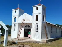 Reconstruction of the church of Santa Anita in the Tarahumara mountain range in northern Mexico.