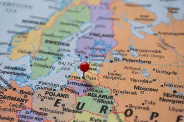 Map of Riga, the capital of Latvia. Shutterstock