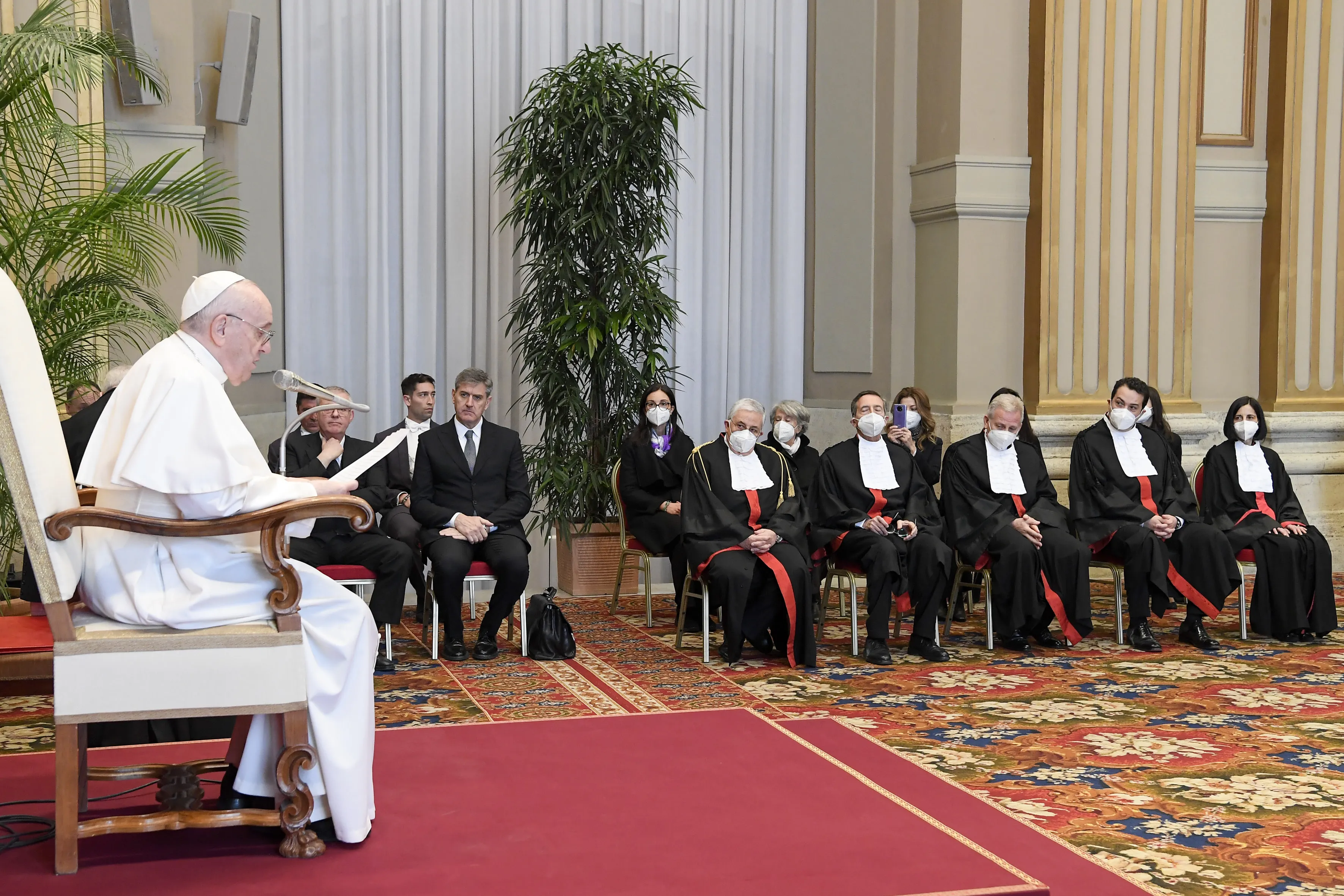 Pope Francis speaks at the opening of the 93rd judicial year of the Vatican City State courts on March 12, 2022?w=200&h=150