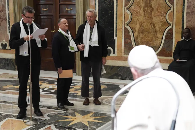 Pope Francis met with members of Voir Ensemble, a Christian movement of blind and visually impaired people on Feb. 19, 2022.