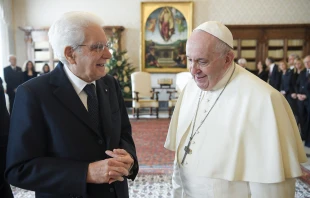 Pope Francis received an audience with President Mattarella on Dec. 16, 2021. Vatican Media