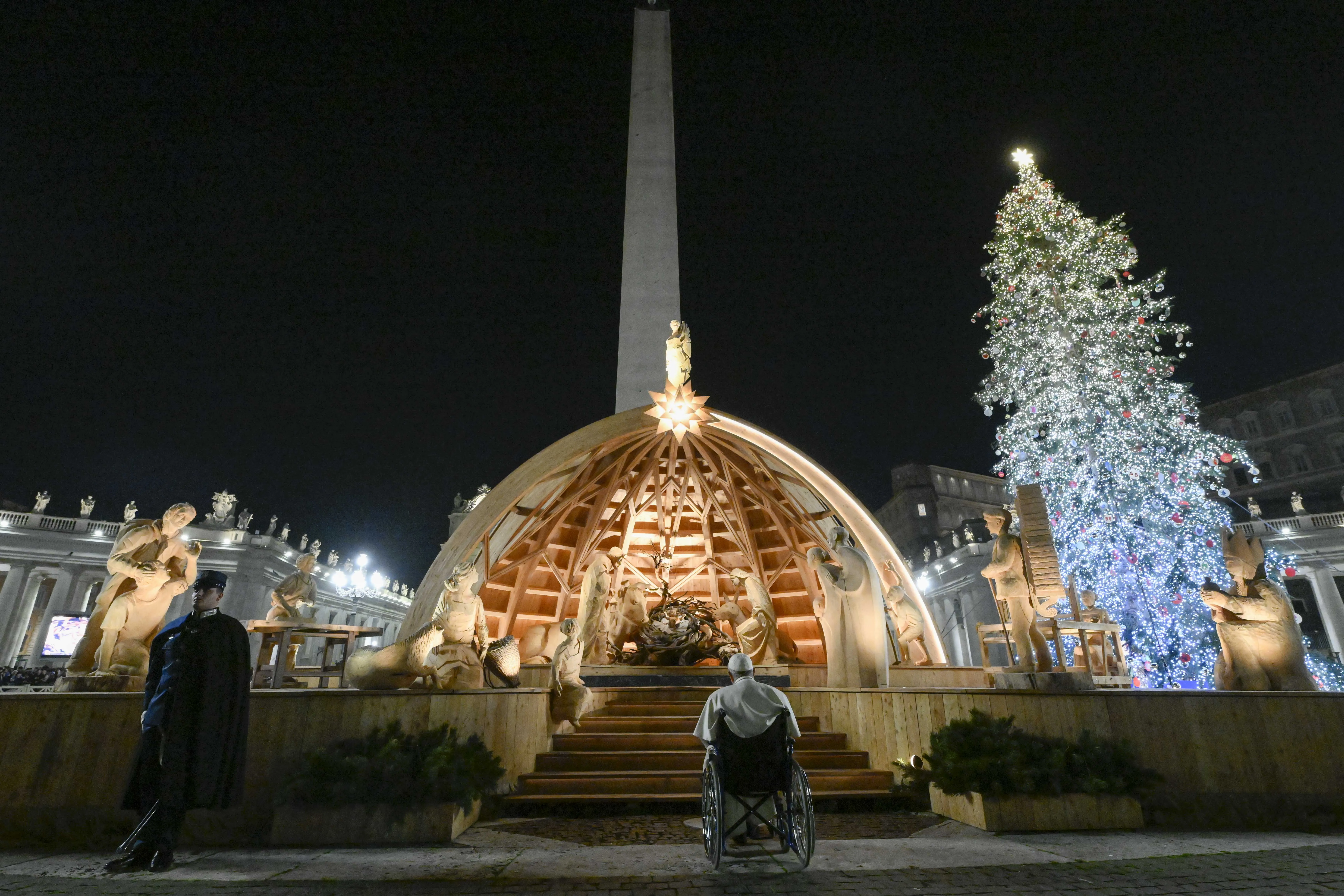 Pope Francis visits the Nativity scene in St. Peter's Square following vespers on New Year's Eve, Dec. 31, 2022.?w=200&h=150