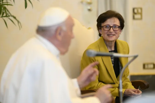 Pope Francis meets with members of the Pontifical Biblical Institute on April 20, 2023, at the Vatican. Vatican Media