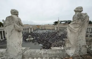 Pilgrims gather in St. Peter's Square for the Angelus on the Solemnity of All Saints, Nov. 1, 2023. Credit: Vatican Media