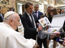 Pope Francis meets with executives and employees of the Istituto Nazionale della Previdenza Sociale, Italy's main welfare agency, April 3, 2023.