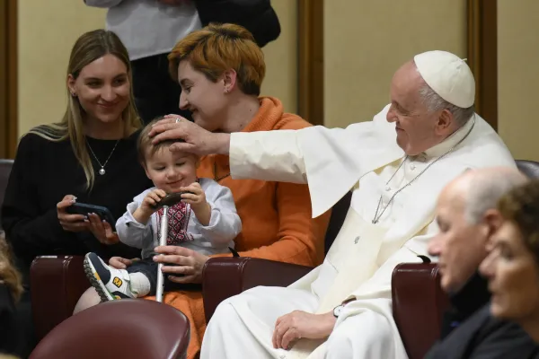 Pope Francis attended a Vatican screening of the 2022 documentary “Freedom on Fire: Ukraine’s Fight for Freedom” on Feb. 24, 2023. Vatican Media