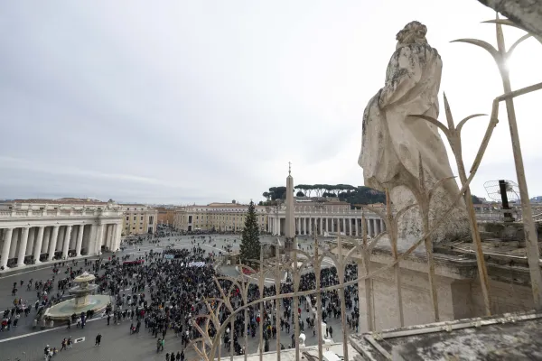 People gather in St. Peter's Square to pray the Angelus with the pope on the solemnity of the Immaculate Conception on Dec. 8, 2023. Credit: Vatican Media
