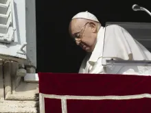 Pope Francis appears in the window of the Apostolic Palace to give his Sunday Angelus address on Jan. 14, 2024.