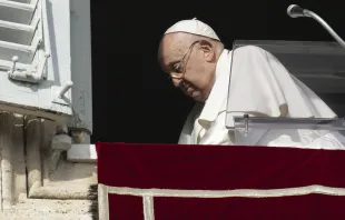 Pope Francis appears in the window of the Apostolic Palace to give his Sunday Angelus address on Jan. 14, 2024. Credit: Vatican Media