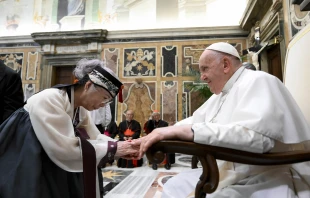 Pope Francis greets a delegation of Korean Catholics at the Vatican on Sept. 16, 2023. Credit: Vatican Media