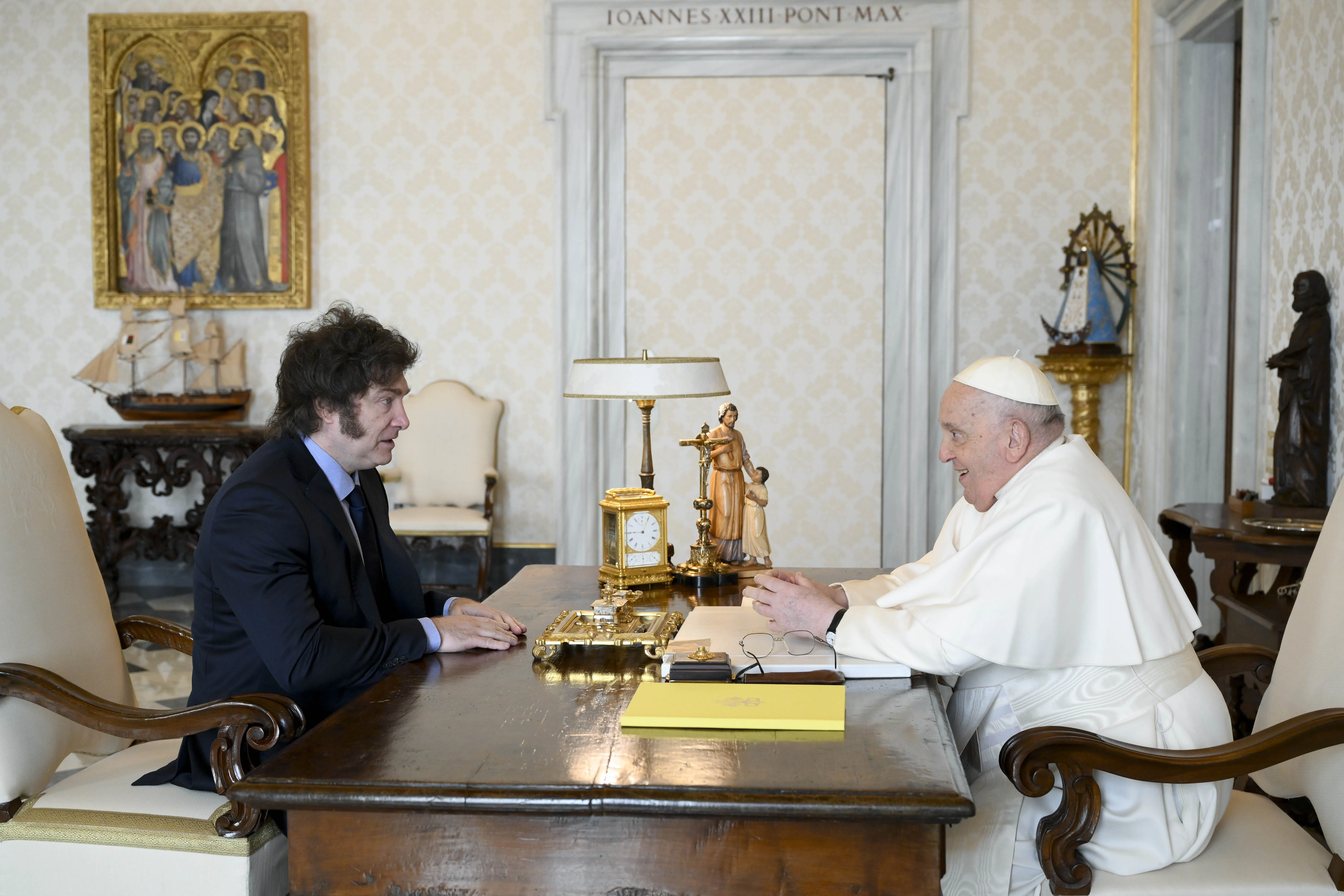 Pope Francis meets with Argentina President Javier Milei in a private audience on Feb. 12, 2024, at the Vatican.?w=200&h=150