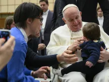 Pope Francis greets pilgrims at his general audience in Paul VI Hall on Jan. 25, 2023.