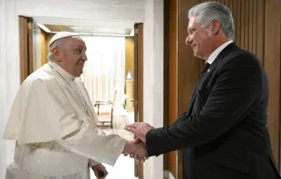 Pope Francis meets Cuban President Miguel Díaz-Canel on Tuesday, June 20, 2023, at the Vatican. Credit: Vatican Media