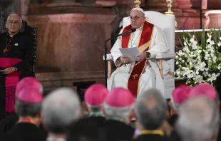 Pope Francis gives the homily at vespers at the Jerónimos Monastery in Lisbon, Portugal, Aug. 2, 2023. Credit: Vatican Media